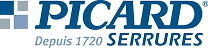Logo Picard Serrurerie : Depuis 1720 Logo Picard SERRURES, bleu, avec le texte "Depuis 1720" et le symbole de marque déposée ®.